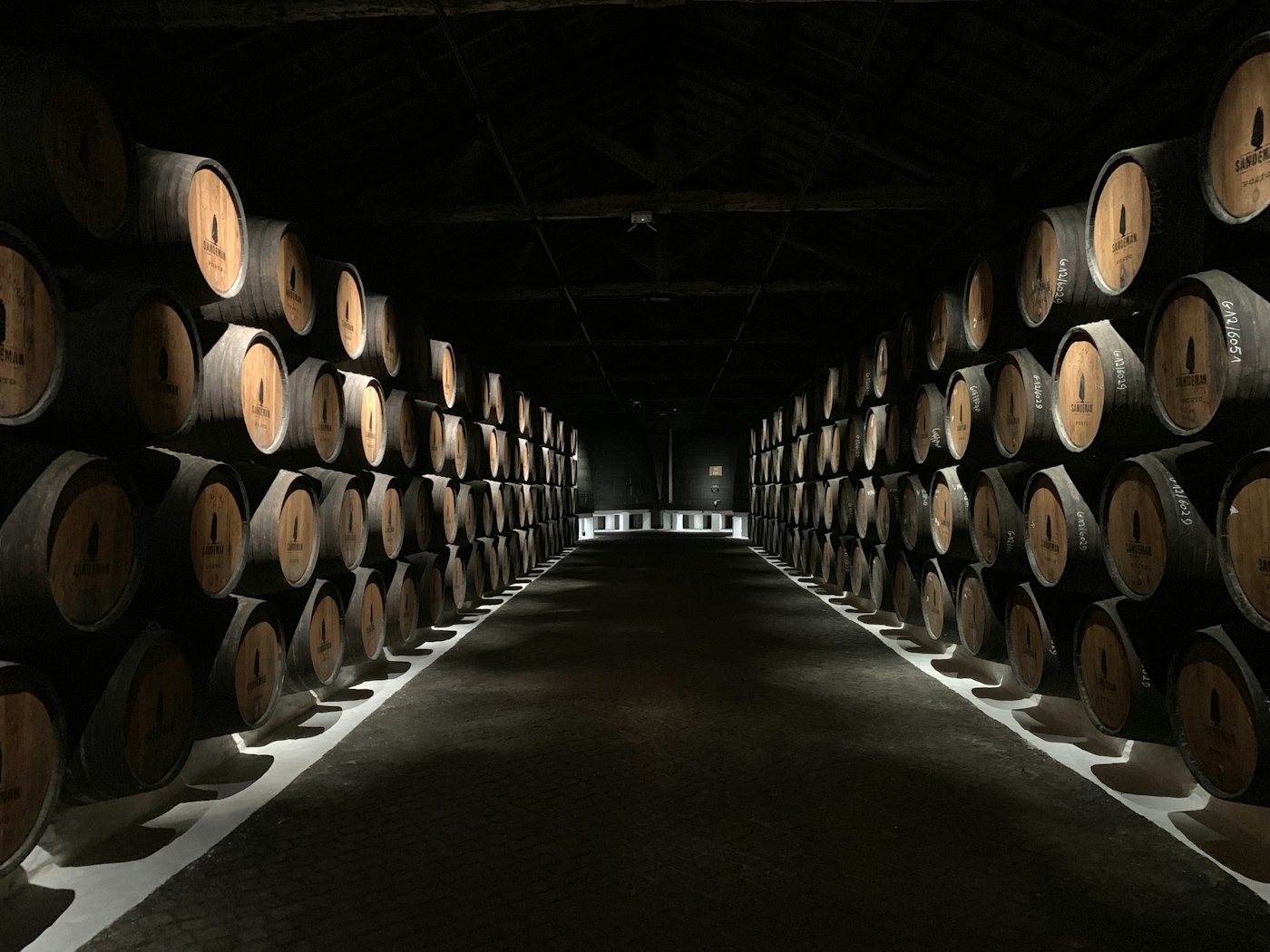 Casks maturing in a bonded warehouse